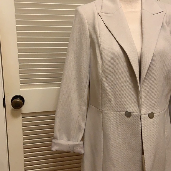 Calvin Klein Stretch Twill Peak Lapel Collar Open-front Jacket in Khaki - Picture 8 of 15